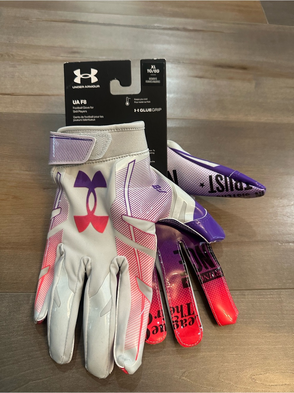 Under Armour Women’s F9 White & Purple Football Gloves